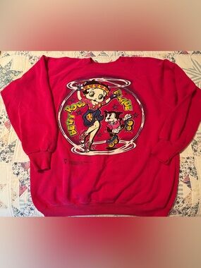 90s Betty Boop hot pink skater roller derby Sweatshirt